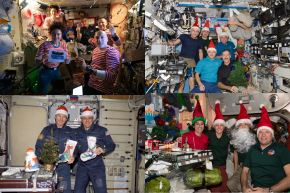 Las tripulaciones de la Estación Espacial Internacional han celebrado el Día de Acción de Gracias, Navidad y Hanukkah, Año Nuevo, cumpleaños y festividades nacionales mientras orbitan el planeta cada 90 minutos.  
