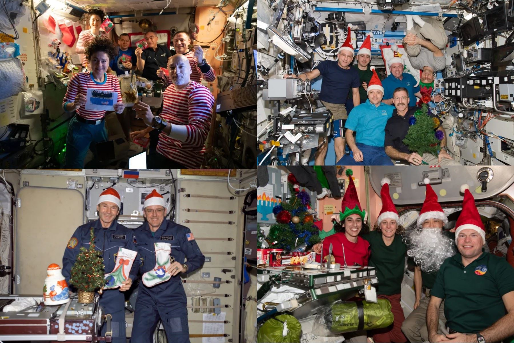 Las tripulaciones de la Estación Espacial Internacional han celebrado el Día de Acción de Gracias, Navidad y Hanukkah, Año Nuevo, cumpleaños y festividades nacionales mientras orbitan el planeta cada 90 minutos.  
