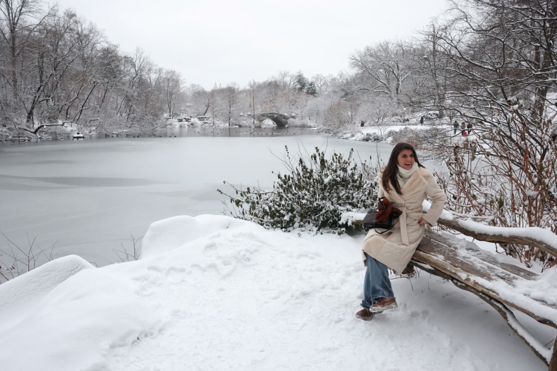 Una persona observa la nieve en Central Park, Nueva York.
Nueva York recibió alrededor de 10 centímetros de nieve durante la noche. Las aerolíneas cancelaron 1500 vuelos estadounidenses durante la temporada alta de viajes vacacionales.
Foto: AFP