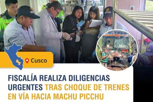 Dos trenes, uno de Inca Rail y otro de PeruRail, chocaron de manera frontal esta tarde y producto de ello falleció una persona y decenas resultaron heridas. Foto: MP