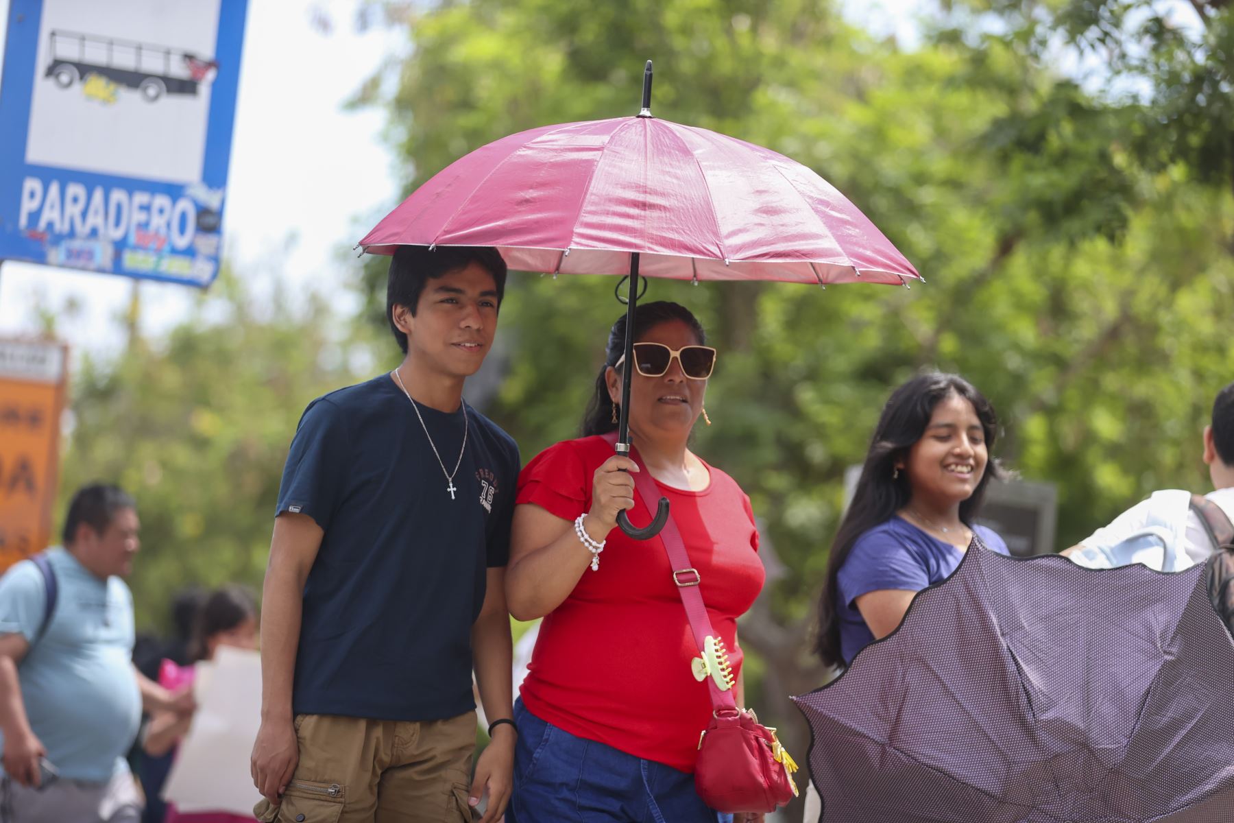 Las personas recurren al uso de sombrillas para protegerse de la radiación solar mientras transitan o realizan actividades al aire libre en la capital, una práctica que se intensifica durante los días de mayor brillo solar propios de la temporada de verano.
Foto: ANDINA/Juan Carlos Guzmán Negrini