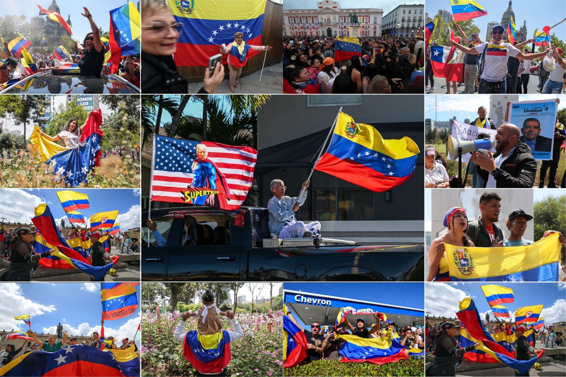 La captura de Nicolás Maduro por fuerzas estadounidenses provocó reacciones inmediatas en distintas partes del mundo. Comunidades venezolanas celebraron en ciudades como Madrid, Bogotá, Santiago, Lima, Quito y Miami, expresando alivio y esperanza de cambio político y retorno a su país. En contraste, aliados como Cuba y sectores sociales en México denunciaron la operación militar de Estados Unidos, advirtiendo sobre una escalada diplomática y regional. Foto: Coomposición con fotos de AFP