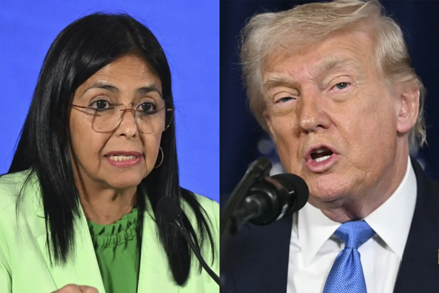 Presidentes Delcy Rodríguez (Venezuela) y Donald Trump (Estados Unidos). Foto: Captura TV