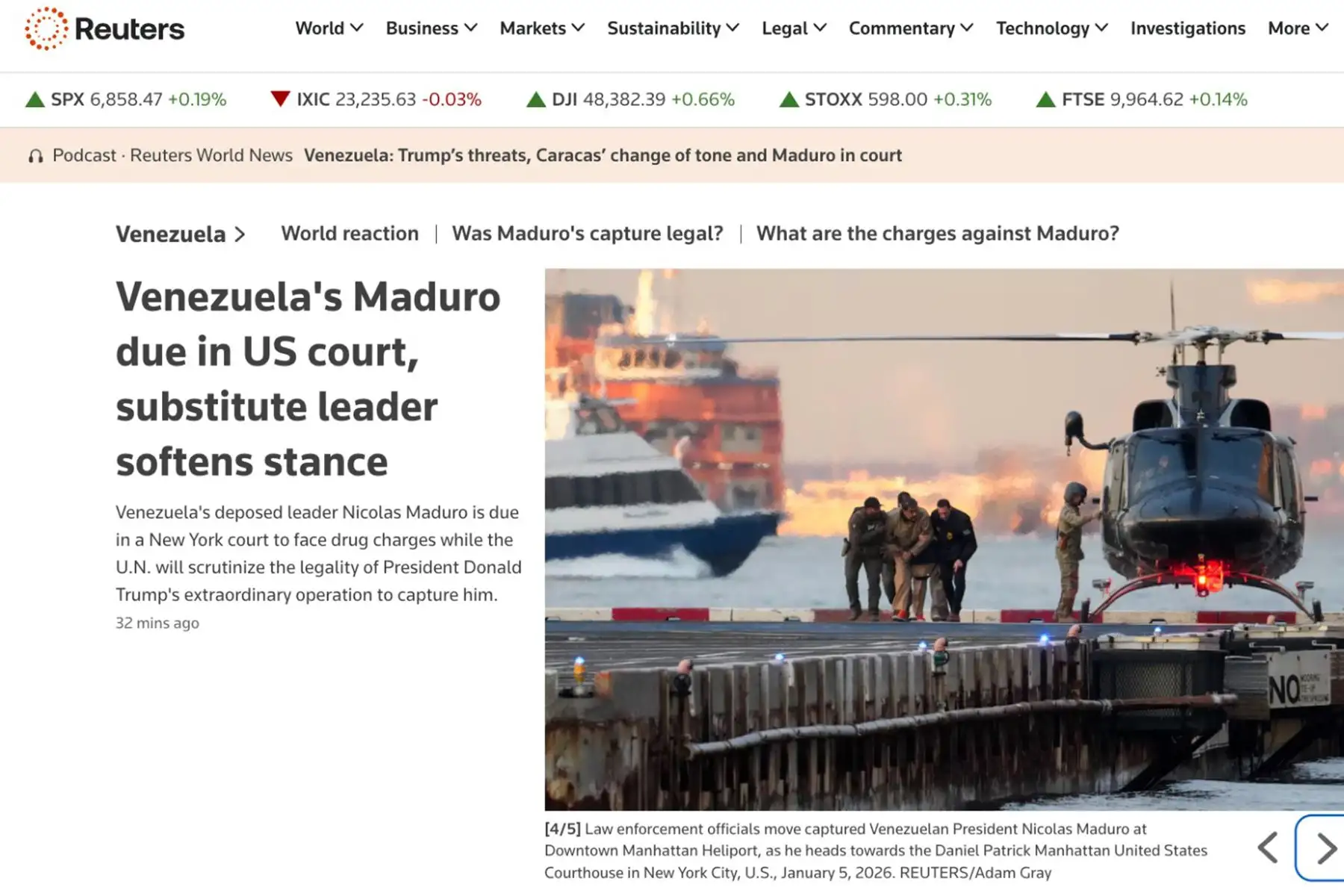 Prensa  internacional informa en sus portadas inicio del juicio a Nicolás Maduro en Nueva York. Reuters