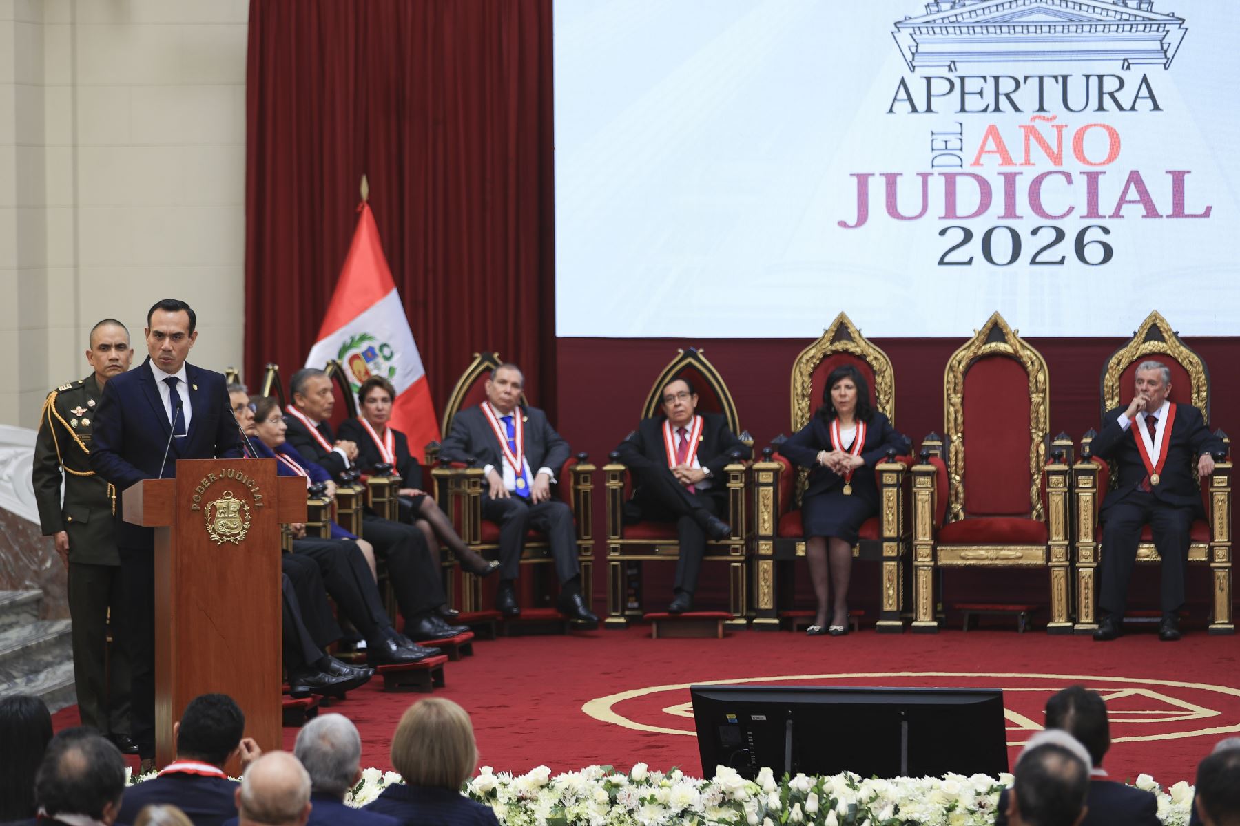 El presidente de la república, José Jerí, participa en la ceremonia de apertura del Año Judicial 2026, que se desarrolla en Palacio de Justicia, en el Centro de Lima.Foto: ANDINA/Jhonel Rodríguez Robles