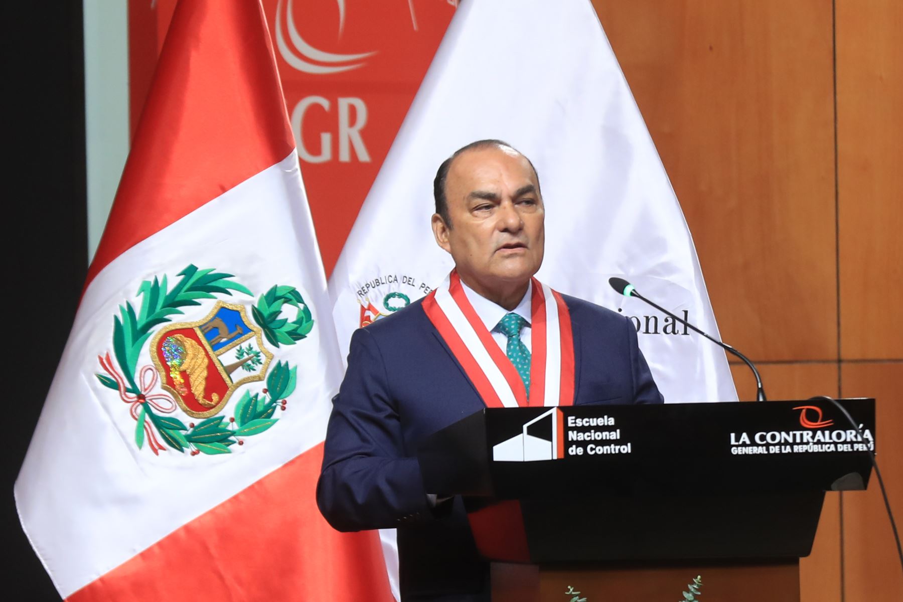 Gino Augusto Tomás Ríos Patio,  ex presidente de la Junta Nacional de Justicia entrega el cargo para el periodo 2026 dando palabras de resumen de gestión. Foto: ANDINA/ Ricardo Cuba