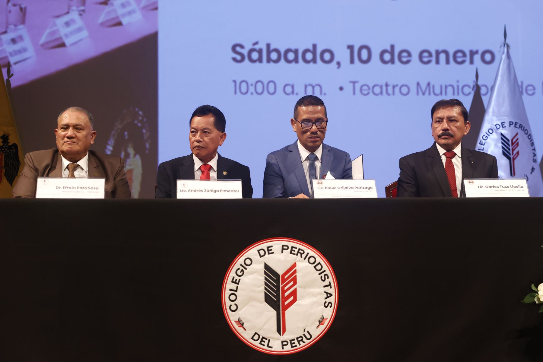 Juramentación del Consejo Directivo Nacional y del Consejo Departamental de Lima del Colegio de Periodistas del Perú para el periodo 2026–2027.
Foto: ANDINA/Vidal Tarqui