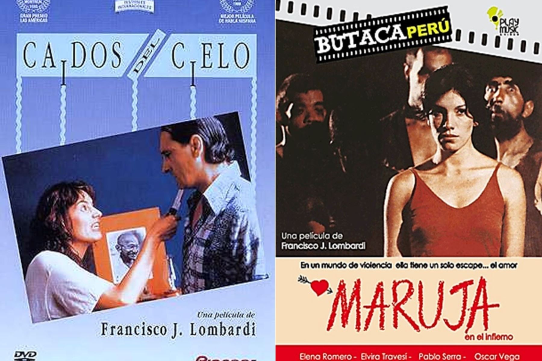 Caídos del cielo retrata el encuentro de personajes marcados por la culpa y la redención en la Lima urbana, mientras que Maruja en el infierno expone la violencia, la marginalidad y la supervivencia femenina en los bordes sociales de la ciudad, consolidando el realismo crudo del director. Foto: ANDINA/Composición con fotos de Archivo