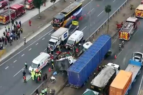 Un muerto y 10 heridos deja choque múltiple en la Panamericana sur. Foto: ANDINA/capturaTV