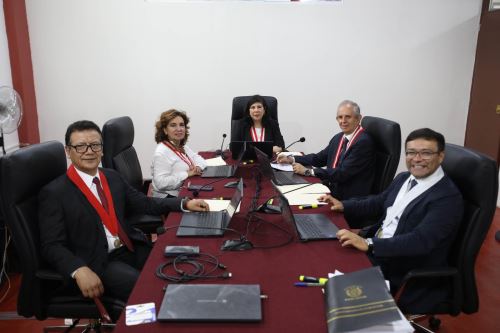 La presidenta del Poder Judicial, Janet Tello Gilardi, cumplió agenda de trabajo en Condorcanqui, Amazonas, con los integrantes del Consejo Ejecutivo del Poder Judicial. Foto: PJ