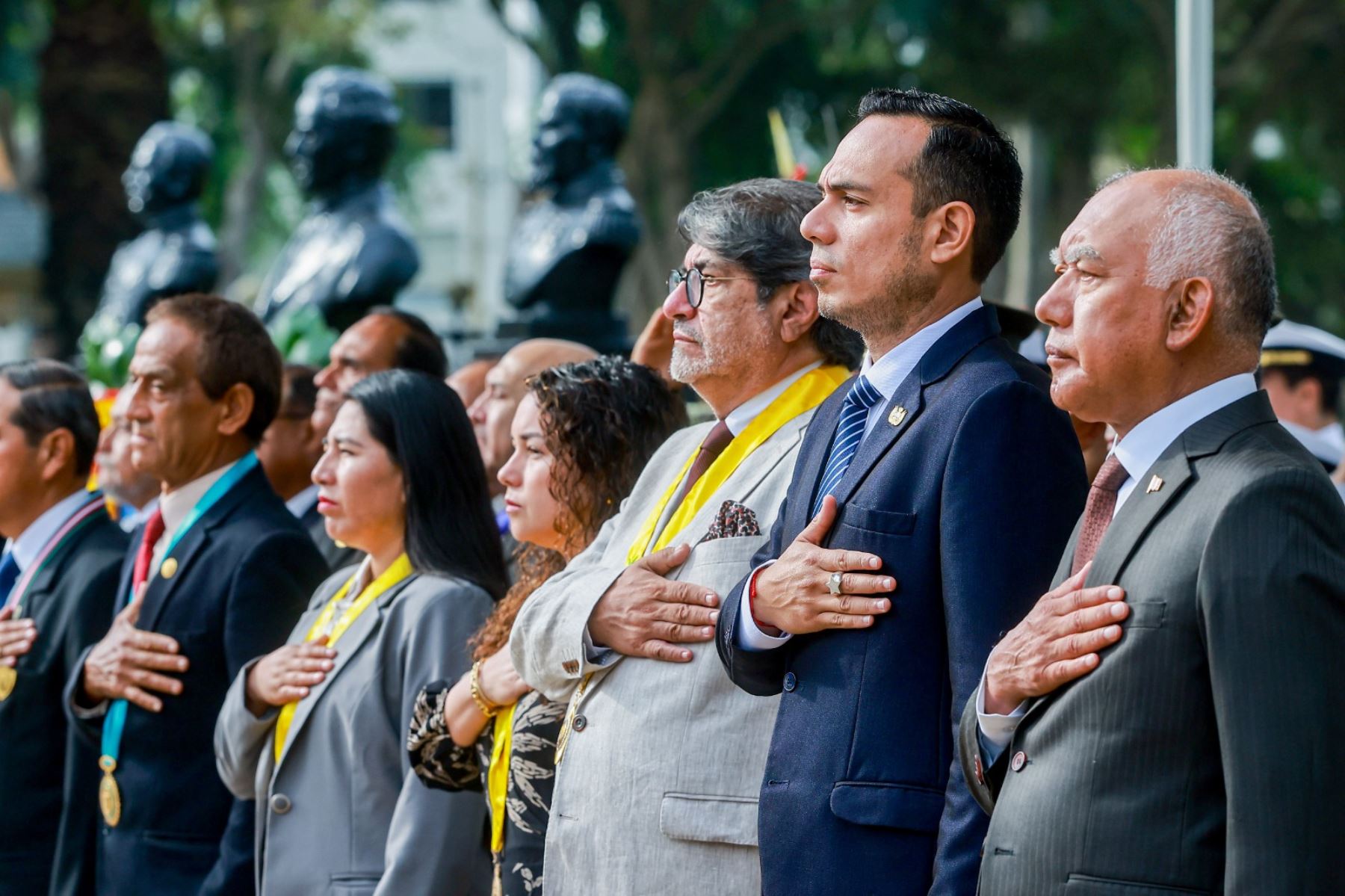 El presidente de la república, José Jerí, participa en la ceremonia por el 145° aniversario de la Batalla de Miraflores. Foto: ANDINA/ Prensa Presidencia