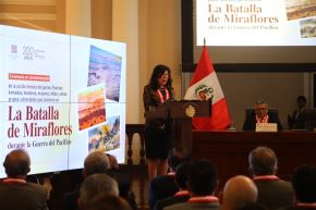 Magistrada Janet Tello Gilardi presidió el homenaje del Poder Judicial a los combatientes de Miraflores. Foto: PJ/Difusión