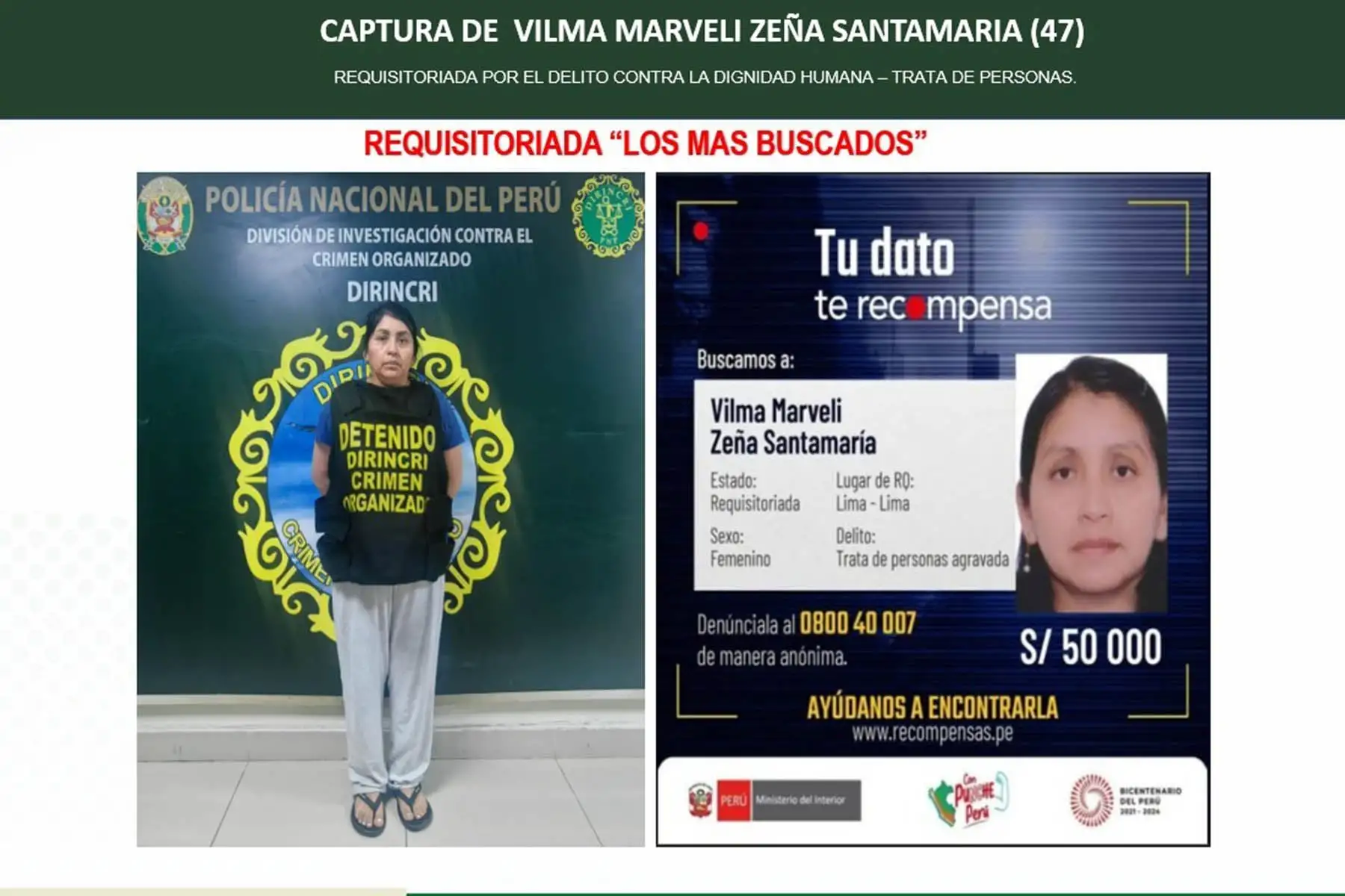 Capturan en SMP a Vilma Zeña, sentenciada por tragedia del incendio en Nicolini que causó la muerte de dos jóvenes encerrados en conteiner. Foto: Captura TV