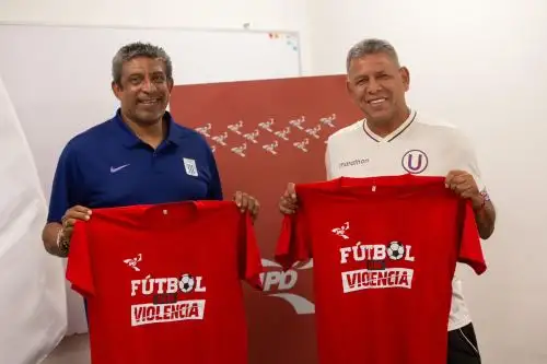 José Soto y José Luis Carranza, dos figuras emblemáticas de Alianza Lima y Universitario, se suman a la campaña Fútbol sin Violencia del IPD