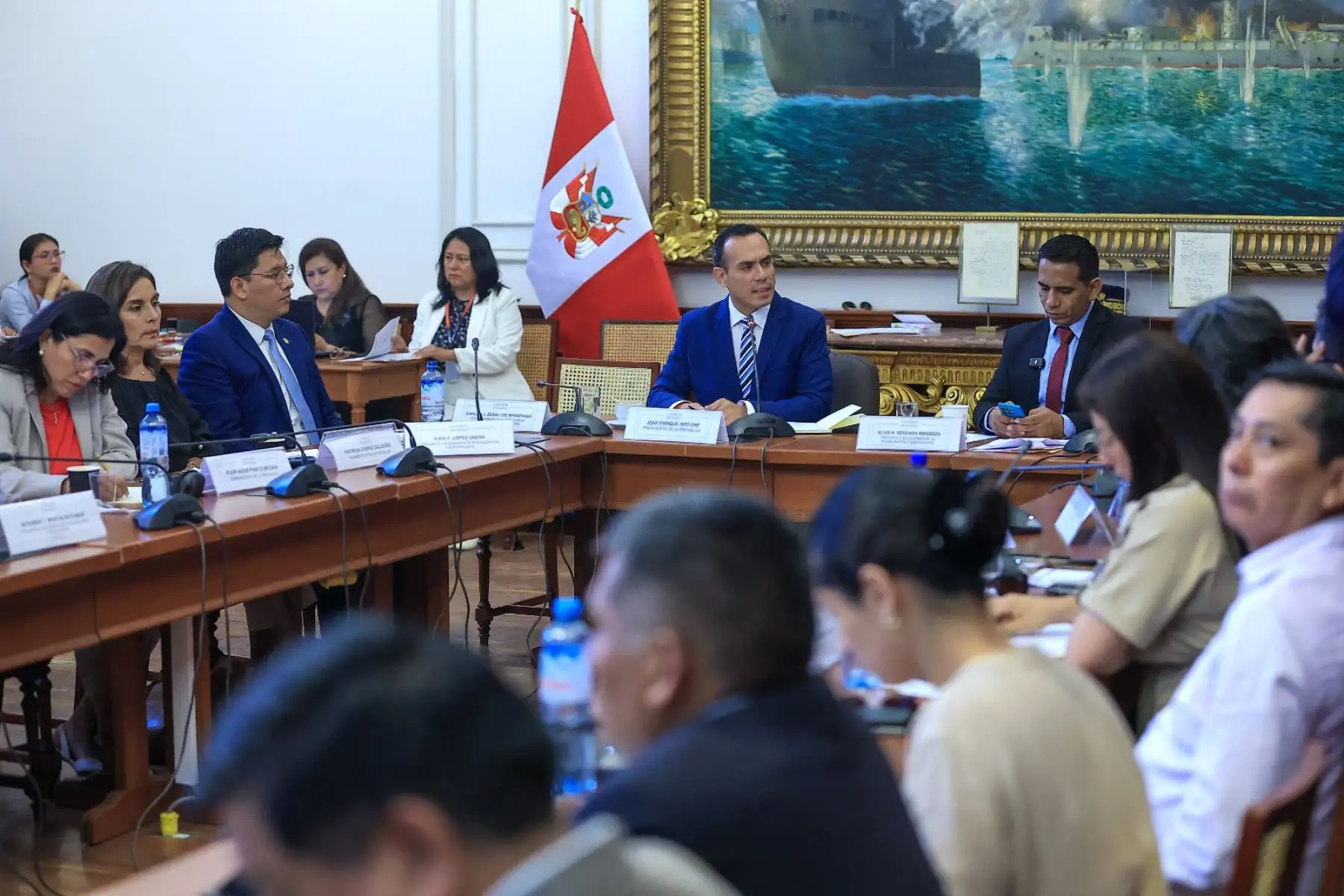 El presidente José Jerí se presenta ante la Comisión de Fiscalización del Congreso de la República.
Foto: ANDINA/Prensa Presidencia
