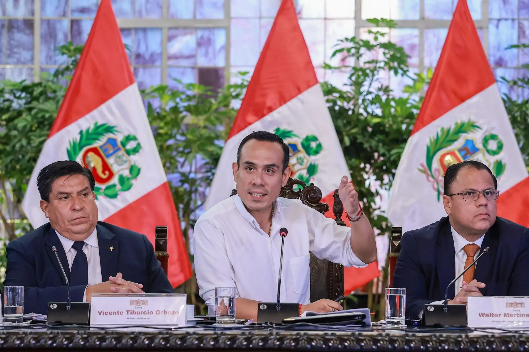 Desde Palacio de Gobierno, el presidente de la República, José Jerí, lideró la presentación de la reducción de cifras de casos de homicidio y sicariato entre el 2022 y el 2025, a cargo del Instituto Nacional de Estadística e Informática INEI, el jueves 22 de enero de 2026. Foto: ANDINAPresidencia