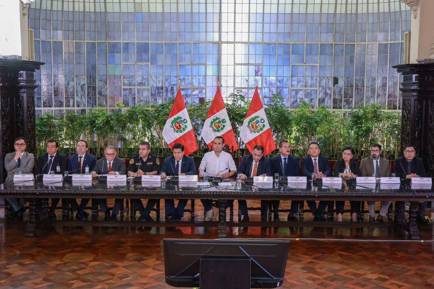 Desde Palacio de Gobierno, el presidente de la República, José Jerí, lideró la presentación de la reducción de cifras de casos de homicidio y sicariato entre el 2022 y el 2025, a cargo del Instituto Nacional de Estadística e Informática INEI, el jueves 22 de enero de 2026. Foto: ANDINAPresidencia