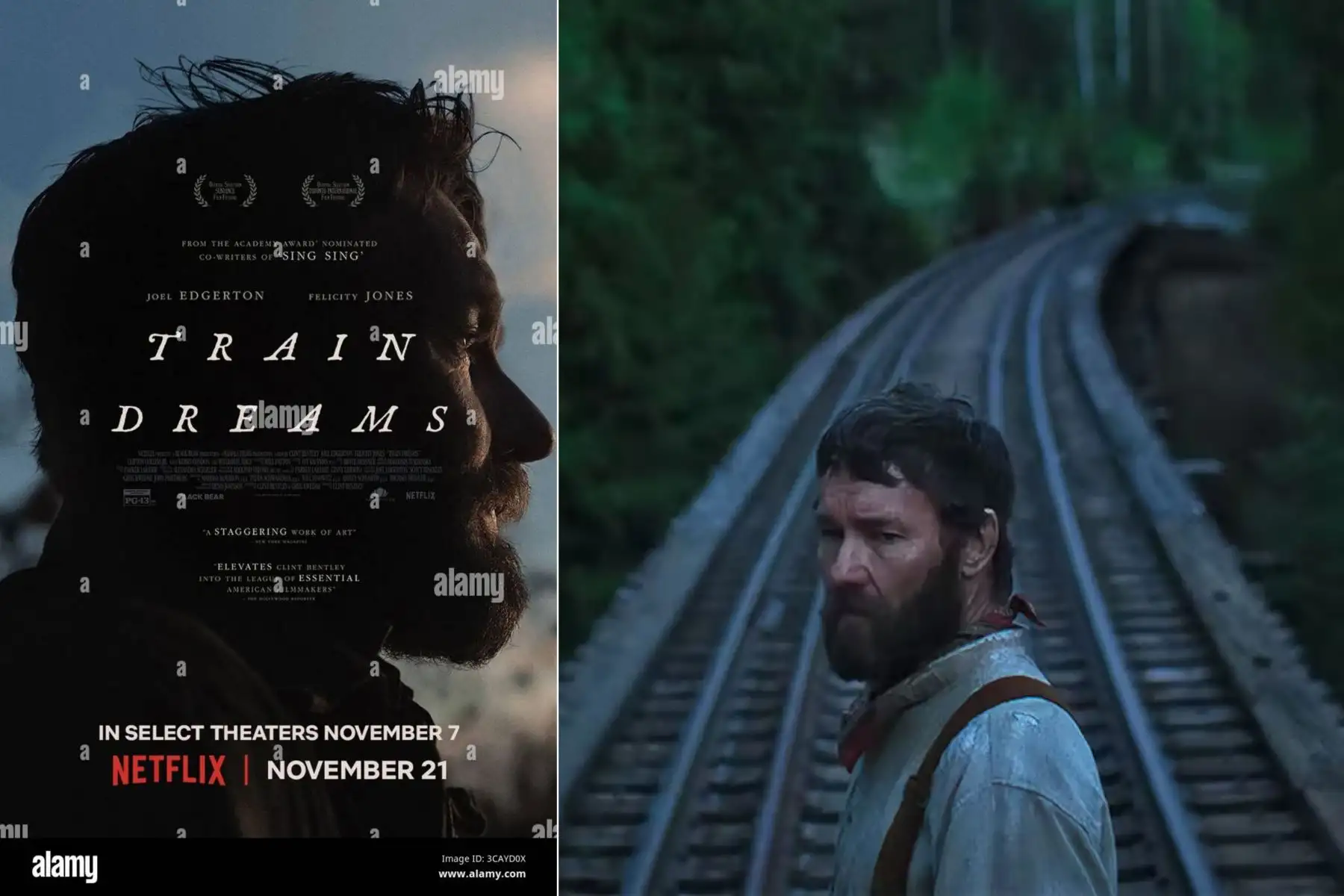 Train Dreams es un drama lírico dirigido por Clint Bentley, adaptación de la novela de Denis Johnson. Protagonizada por Joel Edgerton, sigue la vida de un obrero ferroviario a inicios del siglo XX en el oeste de Estados Unidos, retratando la soledad, el progreso y la pérdida en un país en transformación, con una mirada íntima y contemplativa sobre la memoria y el paso del tiempo. Foto: ANDINA/Composición digital