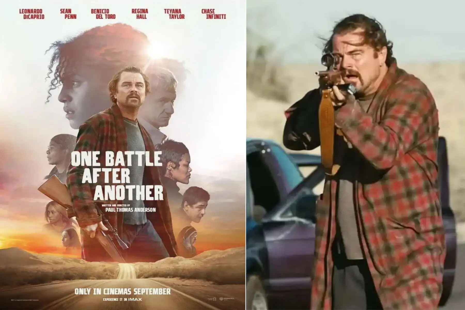 One Battle After Another es un thriller dirigido por Paul Thomas Anderson que sigue a un exrevolucionario obligado a volver a la acción para proteger a su hija en un contexto de radicalización y tensiones sociales. Protagonizada por Leonardo DiCaprio, con Benicio del Toro en el reparto, la película combina drama político y suspense con una mirada crítica al poder y la violencia. Foto: ANDINA/Composición digital