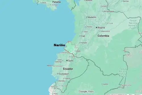 Mapa de localización del departamento de Nariño en Colombia. Imagen: Google Maps.