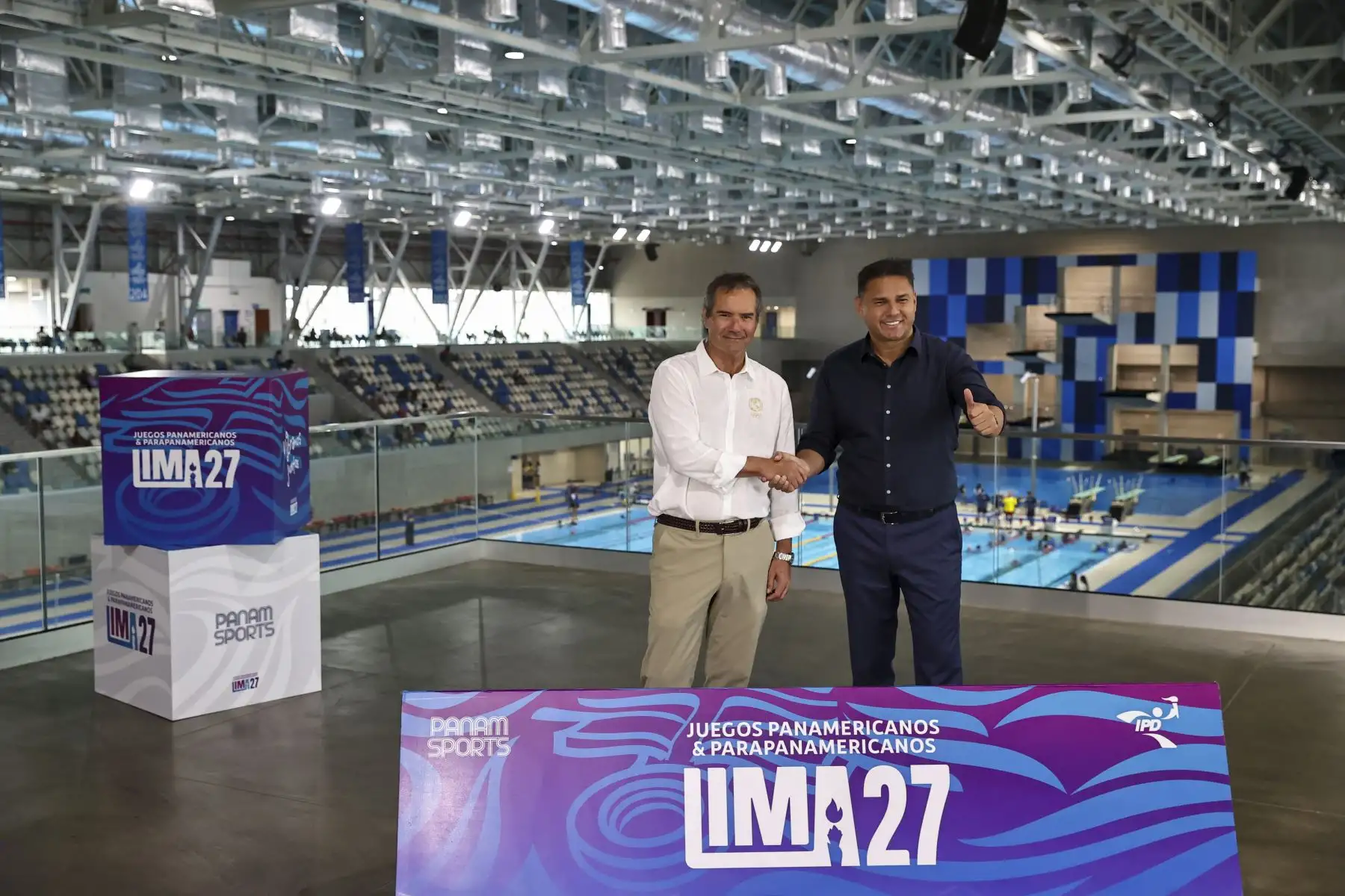 Los presidentes del Comité Organizador de Lima 2027, el titular de Instituto Peruano del Deporte (IPD), señor Sergio Ludeña Visalot; y de Panam Sports, Neven Ilic Álvarez,  realizaron una visita técnica  a las sedes deportivas ubicadas en la Villa Deportiva Nacional (Videna), las que se constituirán, nuevamente, en escenarios de este megaevento deportivo, previsto para julio del próximo año.

Foto:ANDINA / Juan Carlos Guzmán Negrini