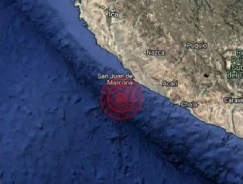 El epicentro del sismo de magnitud 4.9 se localizó en el océano Pacífico, a 40 kilómetros de la ciudad de Marcona, en Ica.