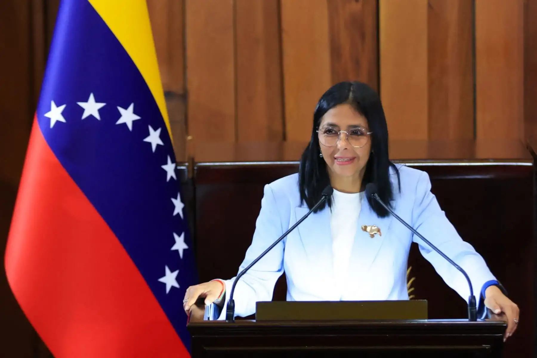 Delcy Rodríguez, presidenta interina de Venezuela. Foto: AFP
