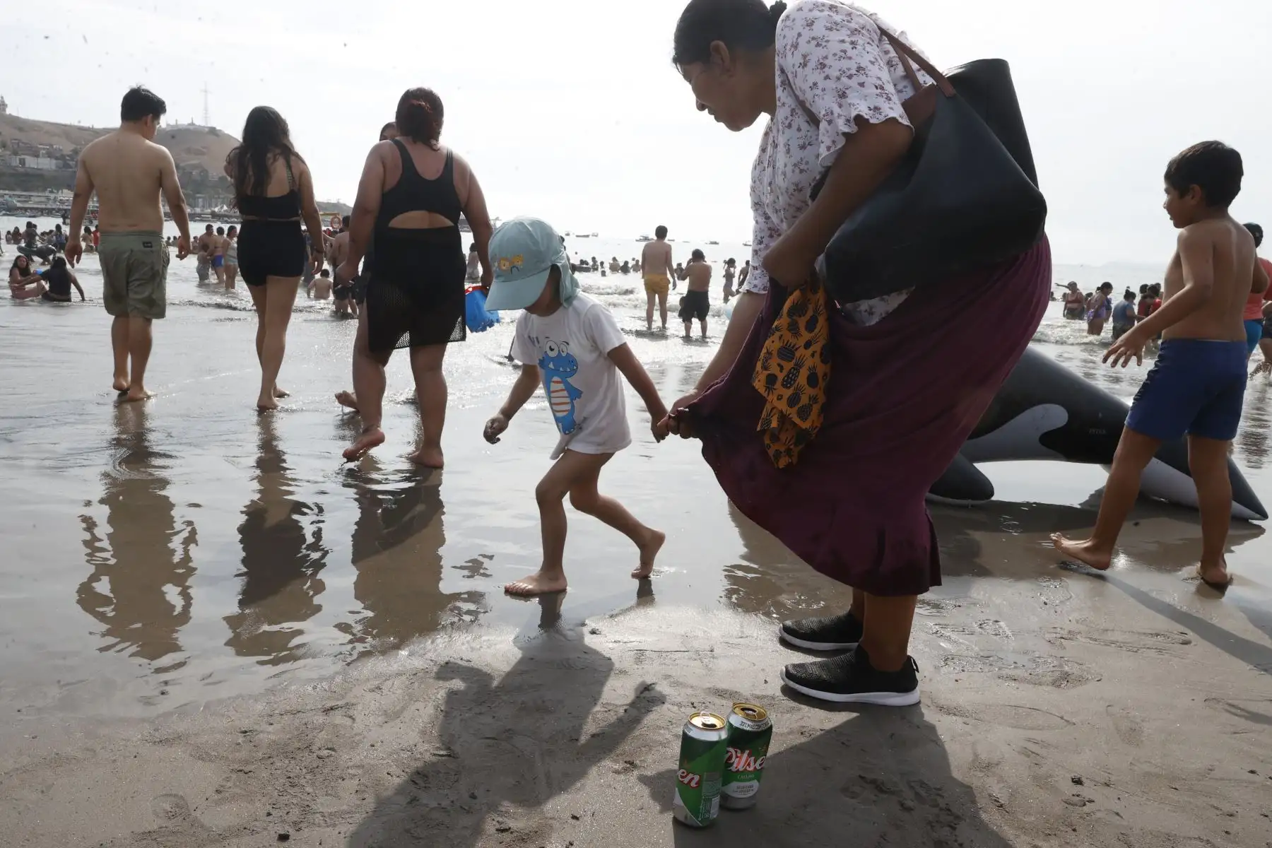 Acumulación de desechos abandonados por los bañistas, basura en la playa de agua dulce distrito de Chorrillos. Foto: ANDINA/Vidal Tarqui