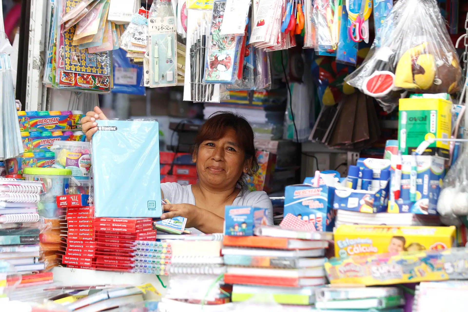 Familias limeñas visitan el Mercado Central y realizan sus compras aprovechando las campañas de venta de útiles escolares ante el inicio del Año Escolar 2026. 
Foto: ANDINA/ Eddy Ramos