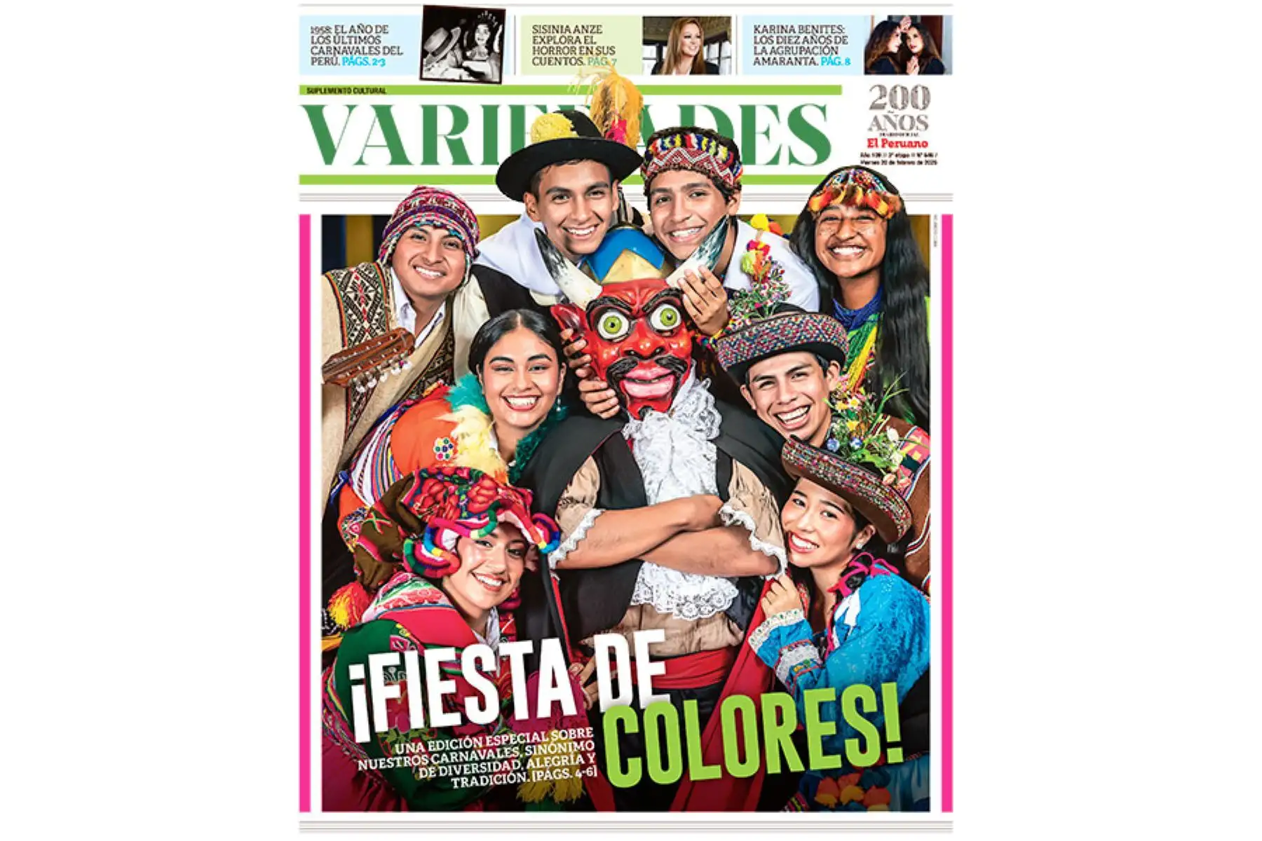 Portada dedicada a los carnavales de la nueva edición del suplemento Variedades.  
