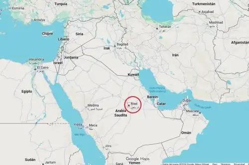 Mapa de localización de la ciudad de Riad, en Arabia Saudita. Imagen: Google Maps.