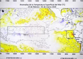 El Fenómeno El Niño Costero ya está en el Perú debido a la evolución sostenida del calentamiento del mar frente al litoral norte y centro del país., aunque es un evento calificado de débil, ya comienza a sentirse sus efectos en nuestro país con un incremento de la temperatura ambiental en las ciudades costeras y lluvias más intensas, en especial, en la costa norte. ANDINA/Difusión