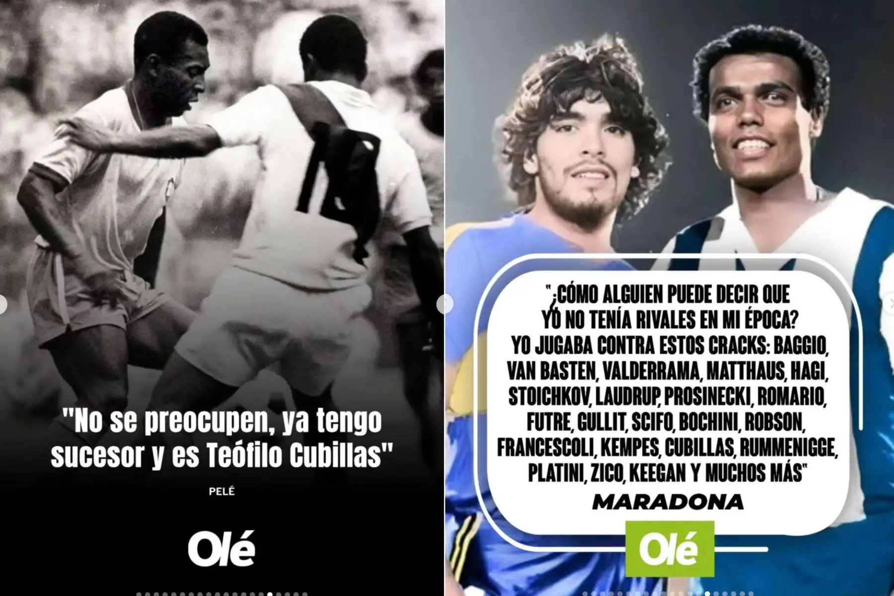 El diario argentino Olé destacó la trayectoria del exfutbolista peruano Teófilo Cubillas, quien cumplió 77 años y es considerado uno de los grandes referentes del fútbol sudamericano. En una publicación difundida en redes sociales, el medio lo calificó como “Nene Inca” y recordó elogios históricos que lo señalaban como sucesor de Pelé, además de resaltar su elegancia en el juego, precisión en tiros libres y su aporte goleador en mundiales. Foto: Composición con capturas de pantalla