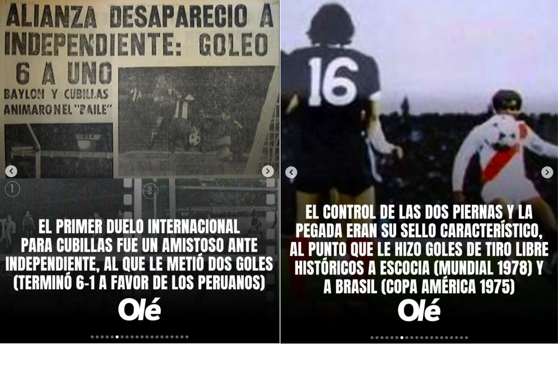 El diario argentino Olé destacó la trayectoria del exfutbolista peruano Teófilo Cubillas, quien cumplió 77 años y es considerado uno de los grandes referentes del fútbol sudamericano. En una publicación difundida en redes sociales, el medio lo calificó como “Nene Inca” y recordó elogios históricos que lo señalaban como sucesor de Pelé, además de resaltar su elegancia en el juego, precisión en tiros libres y su aporte goleador en mundiales. Foto: Composición con capturas de pantalla