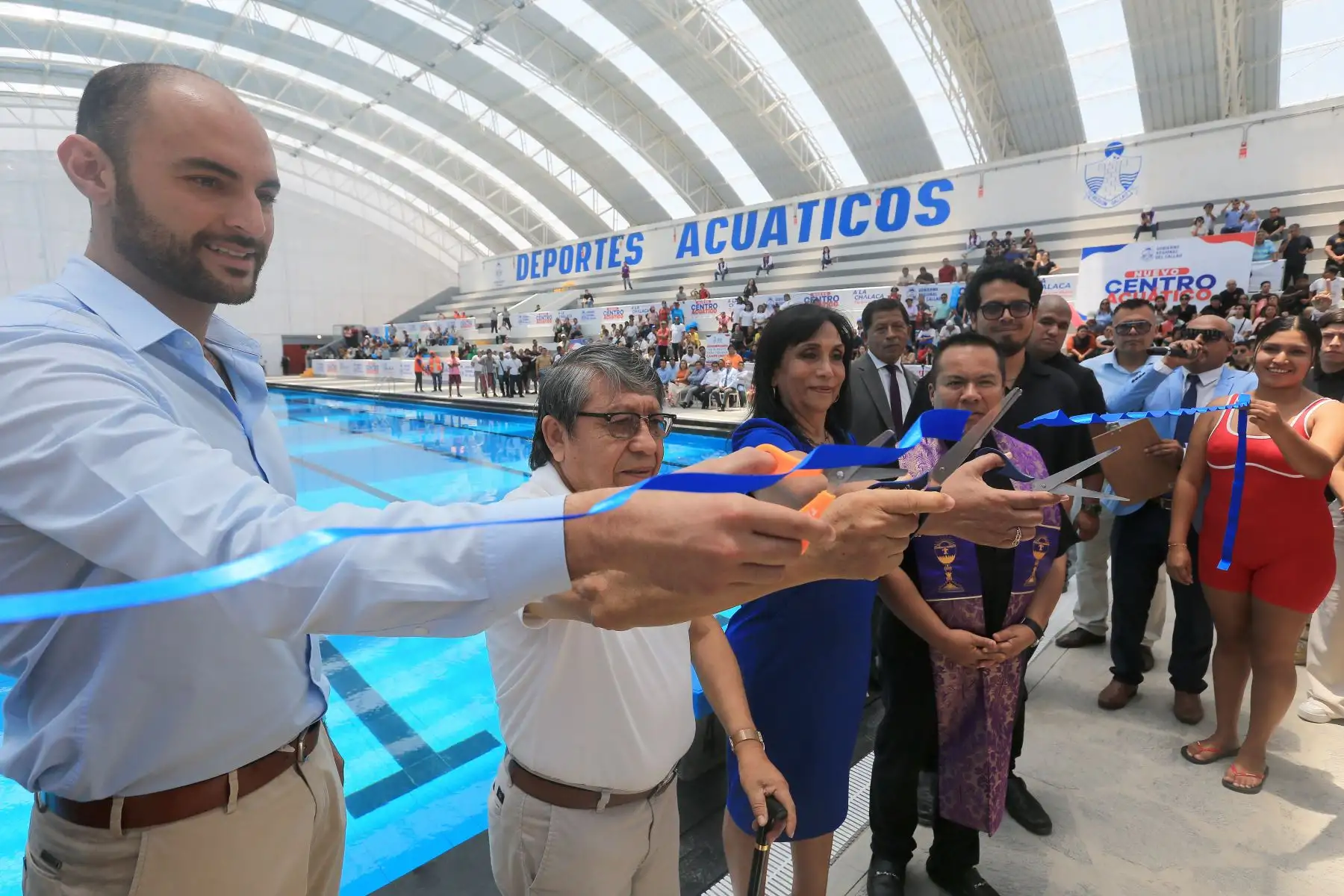 Gobernador del Callao Ciro Castillo inaugura Centro Acuático de la Villa Deportiva del Callao.Foto: ANDINA/Héctor Vinces