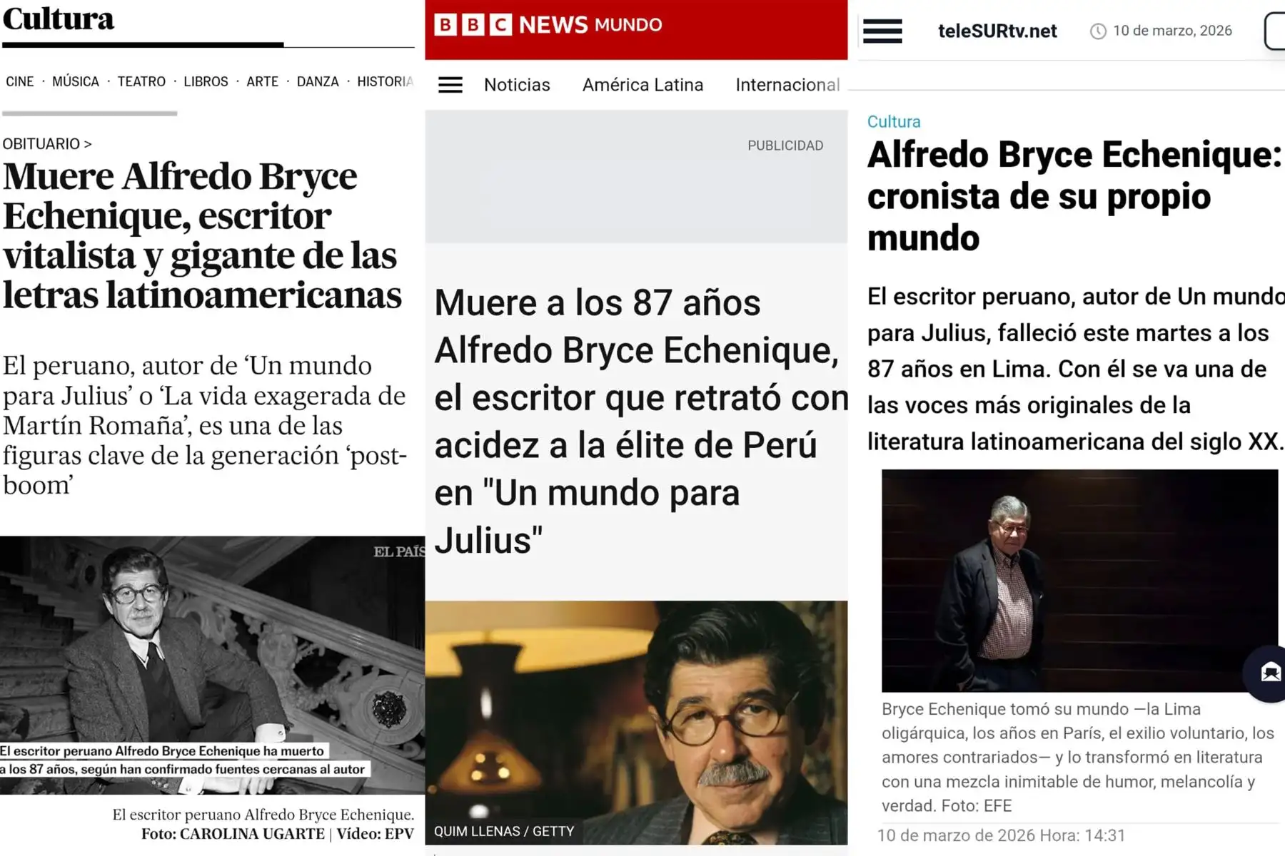 Medios internacionales informan del fallecimiento de Bryce Echenique