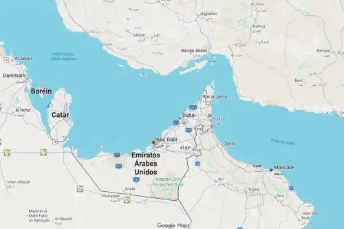 Mapa de ubicación de Abu Dabi, capital de Emiratos Árabes Unidos. Imagen: Google Maps.