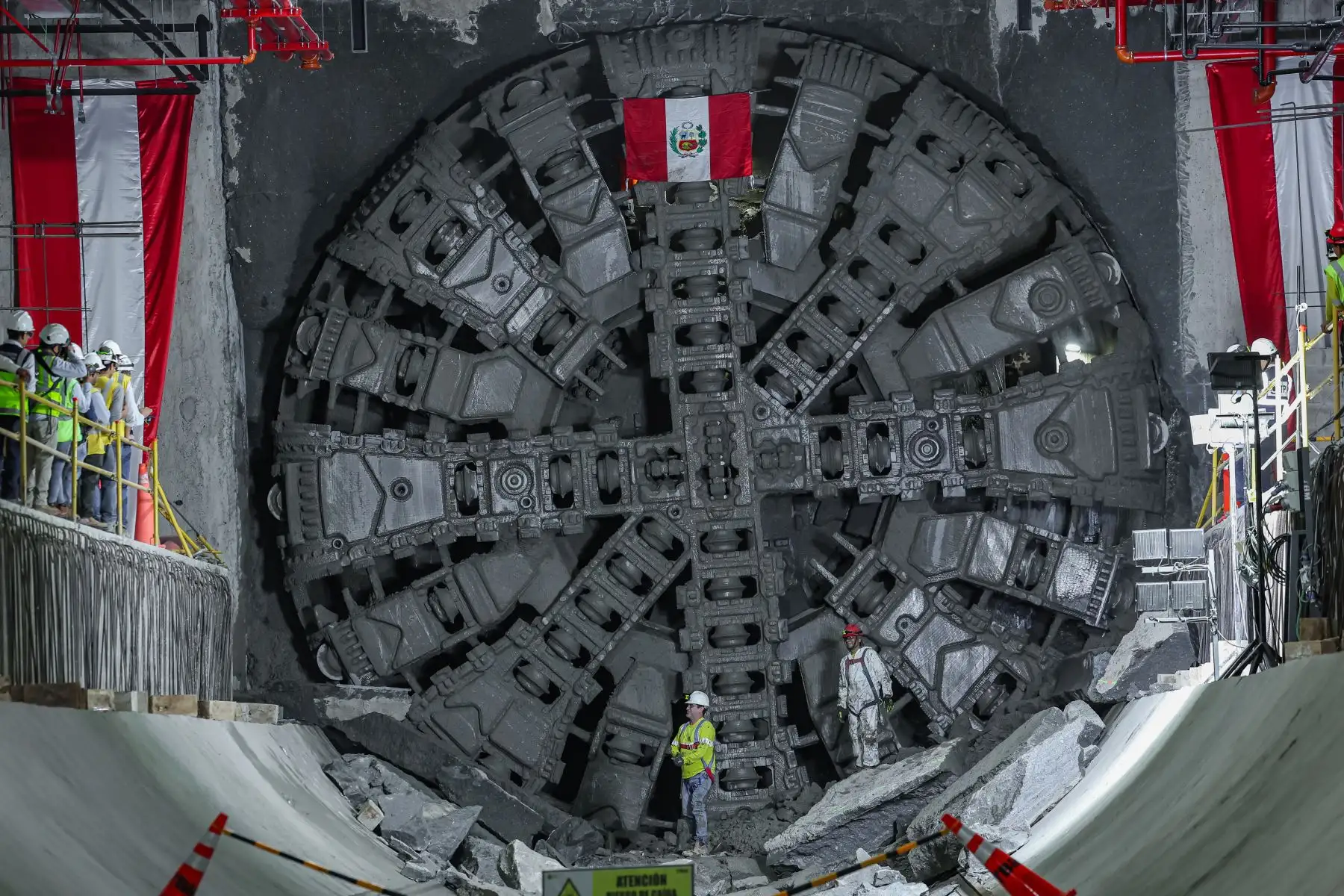 La tuneladora “Delia” llegó a la estación Óscar R. Benavides, en el Callao, como parte de los trabajos de construcción de la Línea 2 del Metro de Lima y Callao. Foto: ANDINA/Difusión.