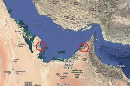Las ciudades de Doha y Dubái fueron sacudidas por explosiones en la mañana del sábado. Imagen: Google Maps.