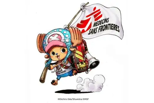 La filosofía de Tony Tony Chopper, centrada en curar a cualquier persona sin importar su origen, coincide con los principios de imparcialidad, neutralidad e independencia que rigen la labor de Médicos Sin Fronteras. Foto: MSF/Shueisha