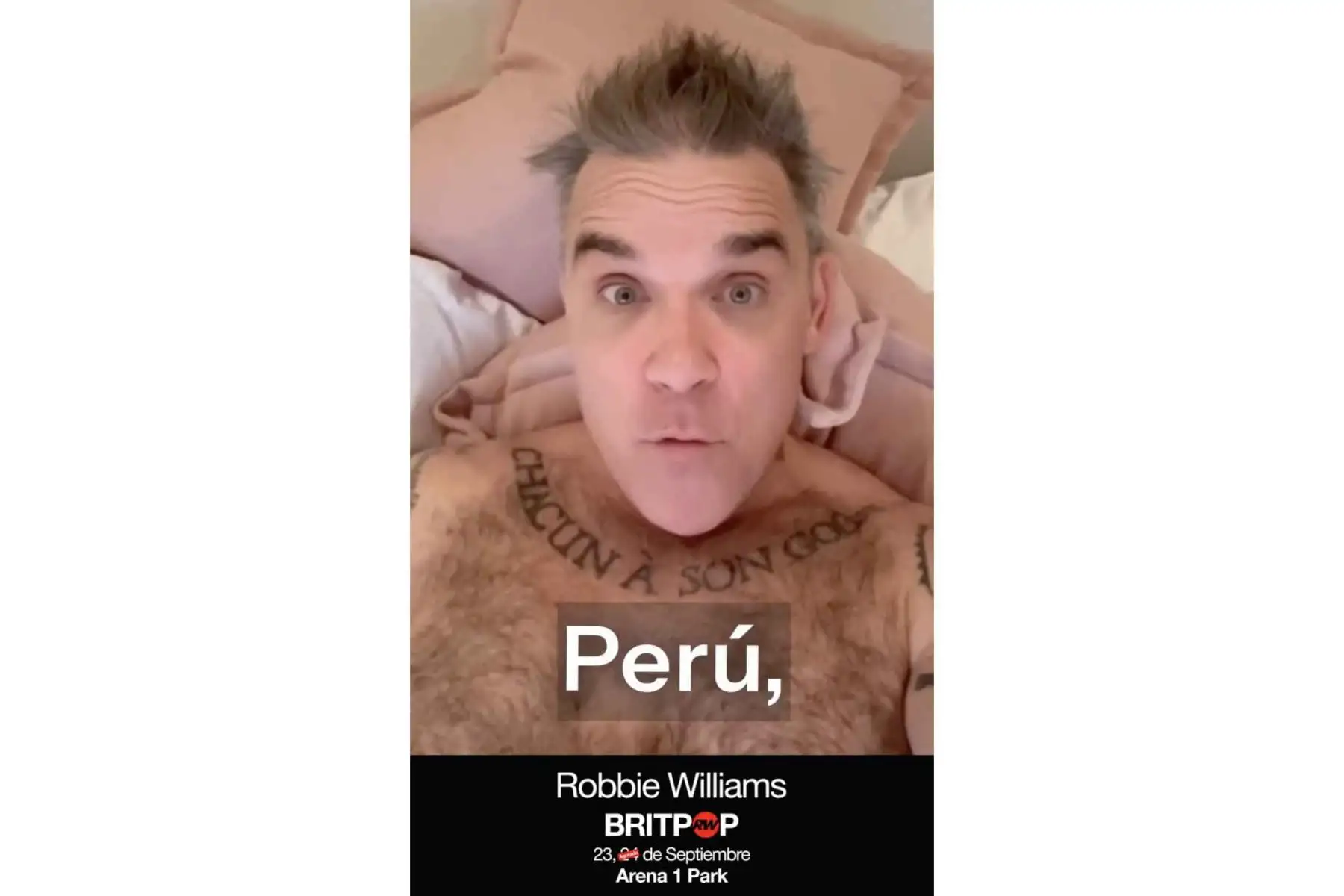 Robbie Williams: "¡Perú, gracias por todo el cariño! Lo siento aquí en mi corazón". ANDINA/Difusión