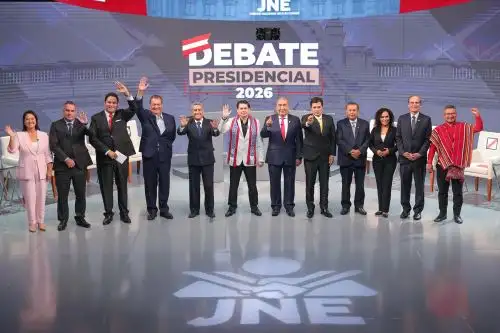 Candidatos participan en el tercer día del debate presidencial 2026 en el Centro de Convenciones de Lima, en San Borja