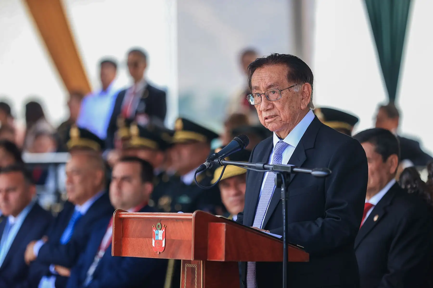 Presidente de la república, José María Balcázar, participa en la ceremonia de egreso y graduación de más de 5 mil estudiantes de la Escuela Superior Técnico Profesional de la Policía Nacional del Perú (PNP). Foto: ANDINA/Prensa Presidencia