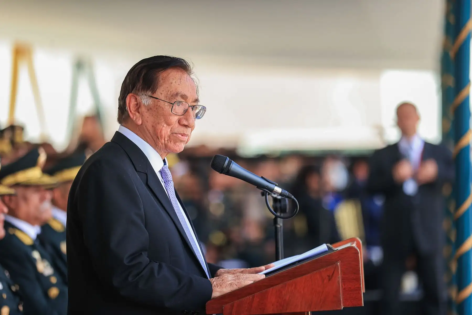 Presidente de la república, José María Balcázar, participa en la ceremonia de egreso y graduación de más de 5 mil estudiantes de la Escuela Superior Técnico Profesional de la Policía Nacional del Perú (PNP). Foto: ANDINA/Prensa Presidencia
