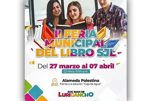 Afiche de la segunda edición de la Feria Municipal del Libro de San Juan de Lurigancho.