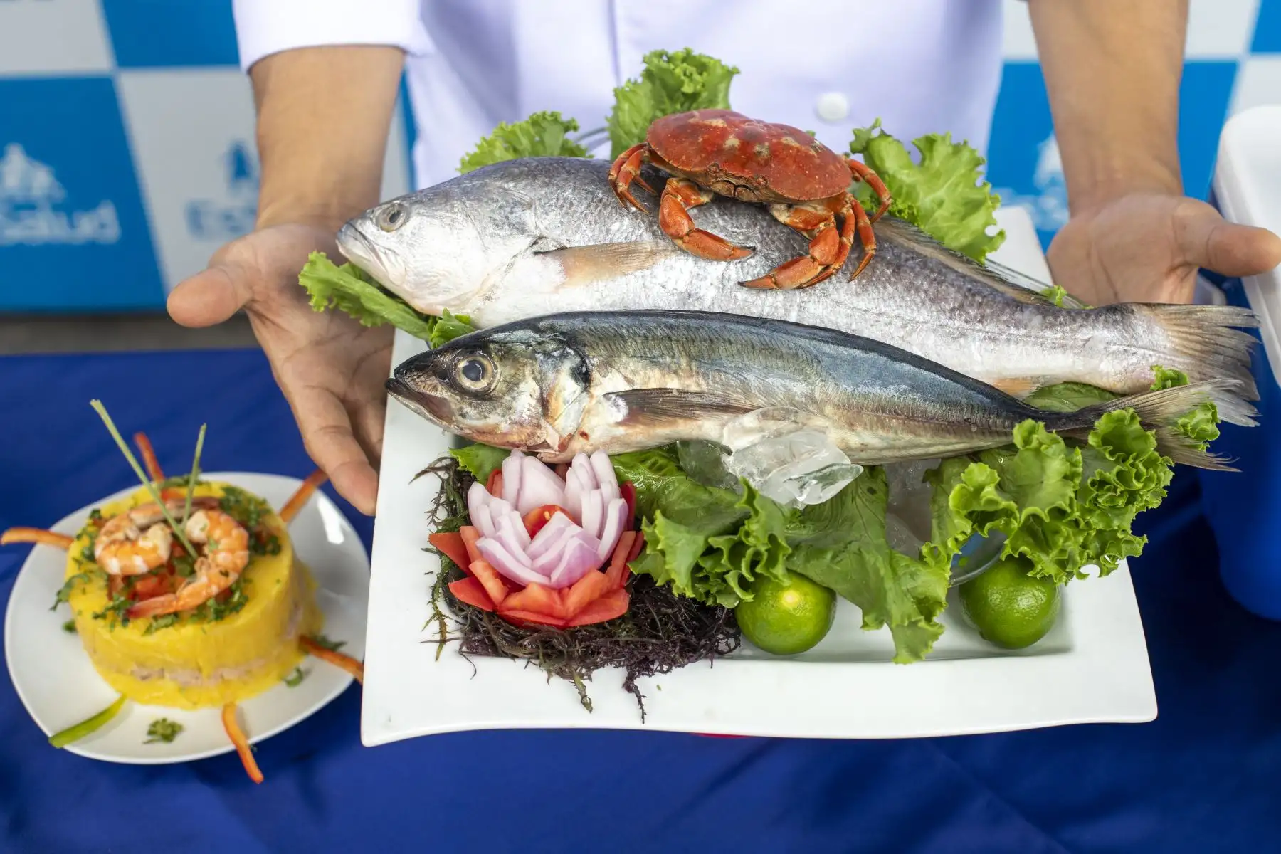 Especialistas en nutrición de EsSalud mostraron diversas preparaciones a base de pescado y mariscos durante una mesa demostrativa orientada a promover hábitos de alimentación saludable en el marco de Semana Santa. Foto: ANDINA/Difusión.