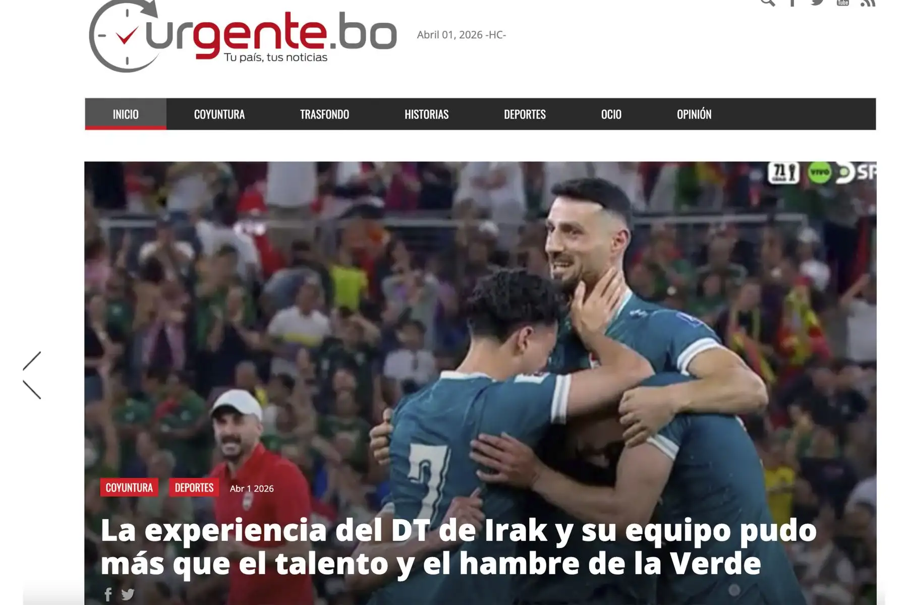 Así informaron los medios bolivianos la derrota del conjunto altiplánico ante Irak, que lo deja fuera del Mundial de Fútbol 2026.  Foto: INTERNET/Medios