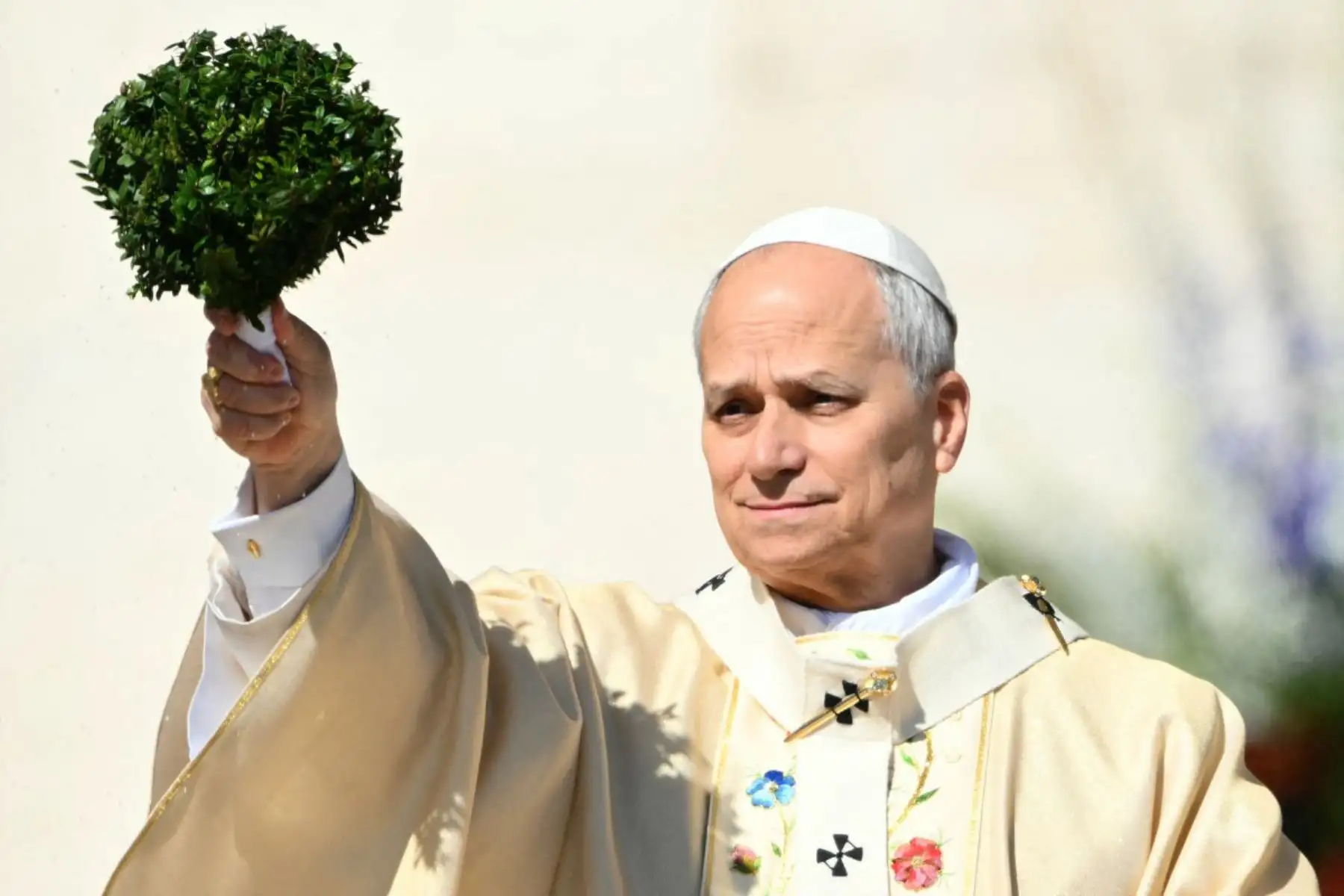 El Papa León XIV bendice a la multitud durante la Misa de Pascua, en el marco de las celebraciones de la Semana Santa, en la Plaza de San Pedro del Vaticano. 
Foto: ANDINA/AFP
