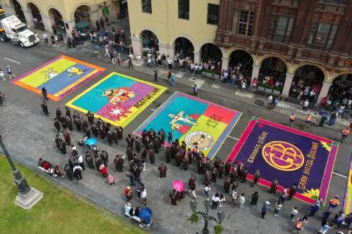 Semana Santa: realizan concurso de palmas y alfombras florales en la Plaza Mayor de Lima