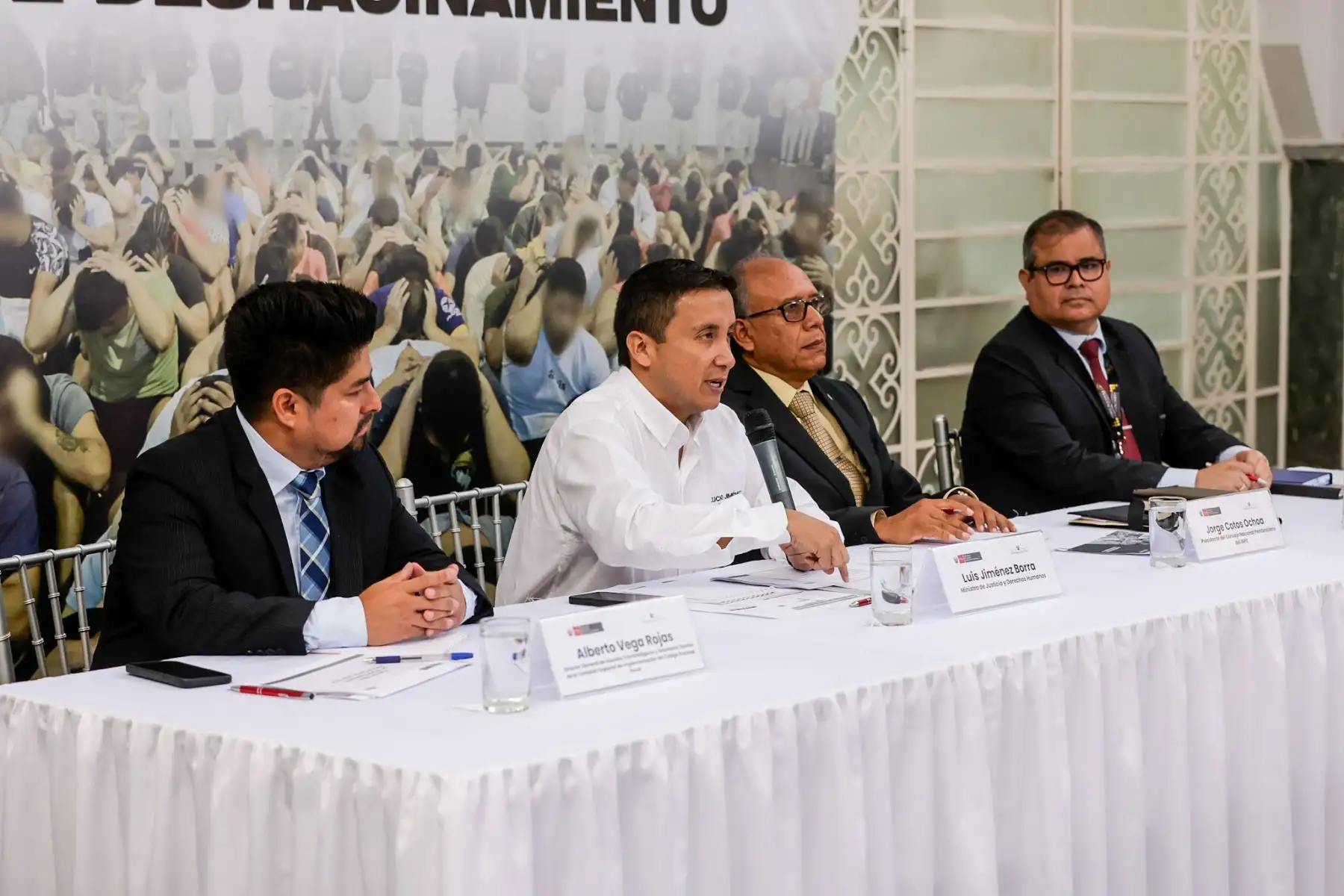 Autoridades del sector Justicia participan en la presentación del plan que busca optimizar la gestión penitenciaria y mejorar las condiciones de los internos. Fotos: ANDINA/Luis Iparraguirre.